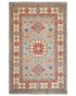4x6 Gray Kuba Afghan Hand Knotted Wool Area Rug